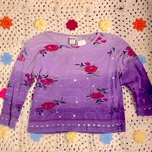 Vintage take two purple three quarter sleeve top